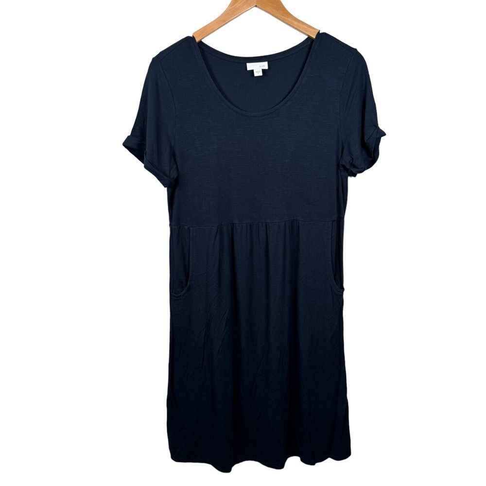 J Jill Midi Dress Smock Tshirt Size Small Short‎ Sleeve Deep Blue Navy Pockets